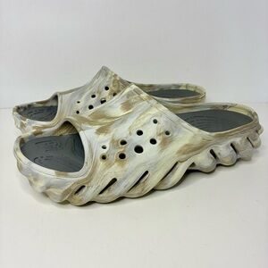 Crocs Shoes Echo Marbled Slides Men’s 8 Women’s 10 Slip On Slippers Tan